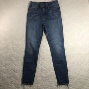 J. Crew Jeans Women's Size 28 Denim Blue 10" High Rise Toothpick Skinny Raw Hem